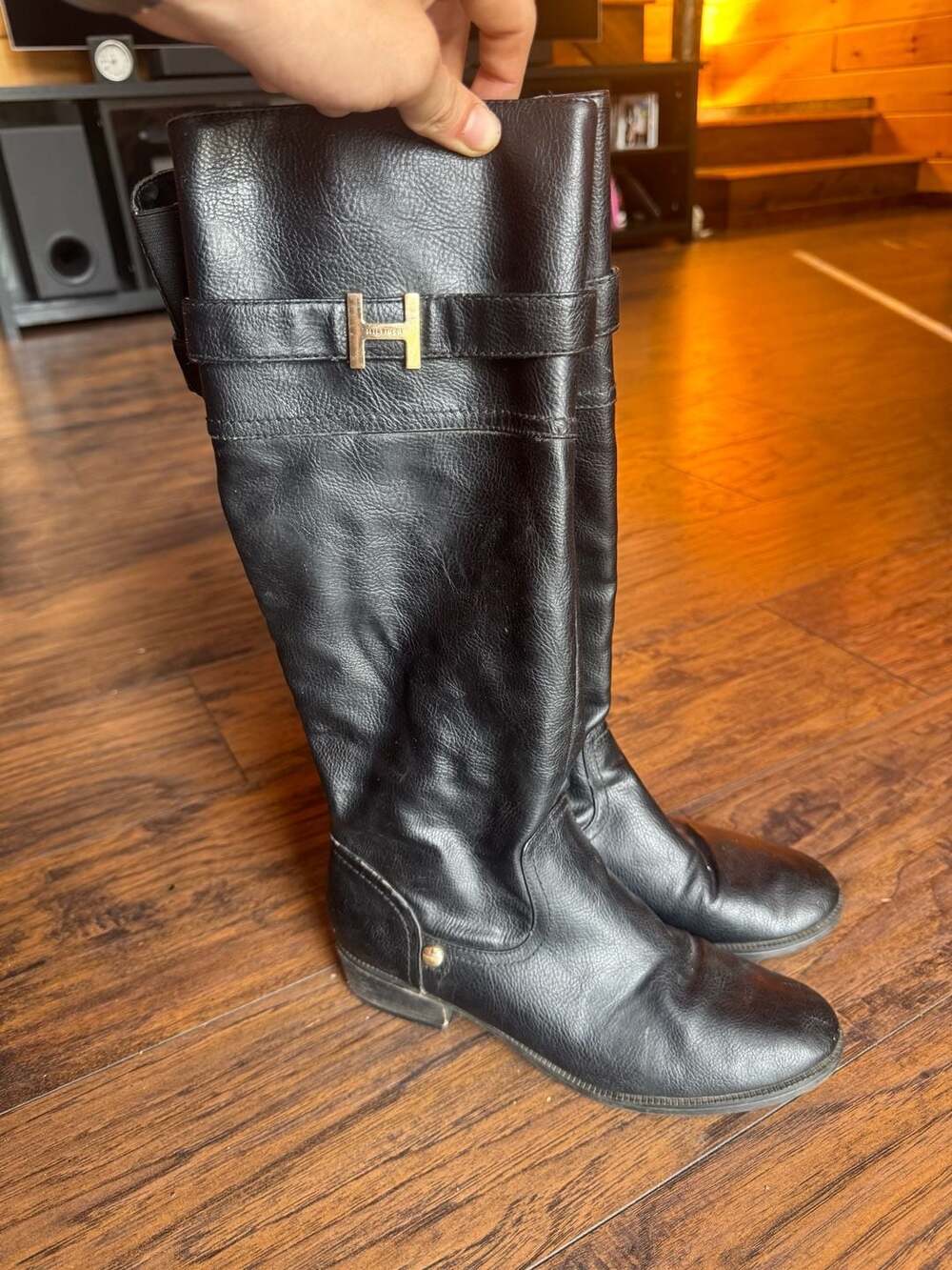 Tommy Hilfiger Women's Black Knee High Riding Boots Size 8.5M